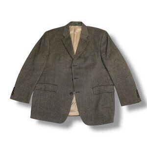 LAUREN RALPH LAUREN MEN'S XL BROWN YELLOW GREEN  100% WOOL BLAZER